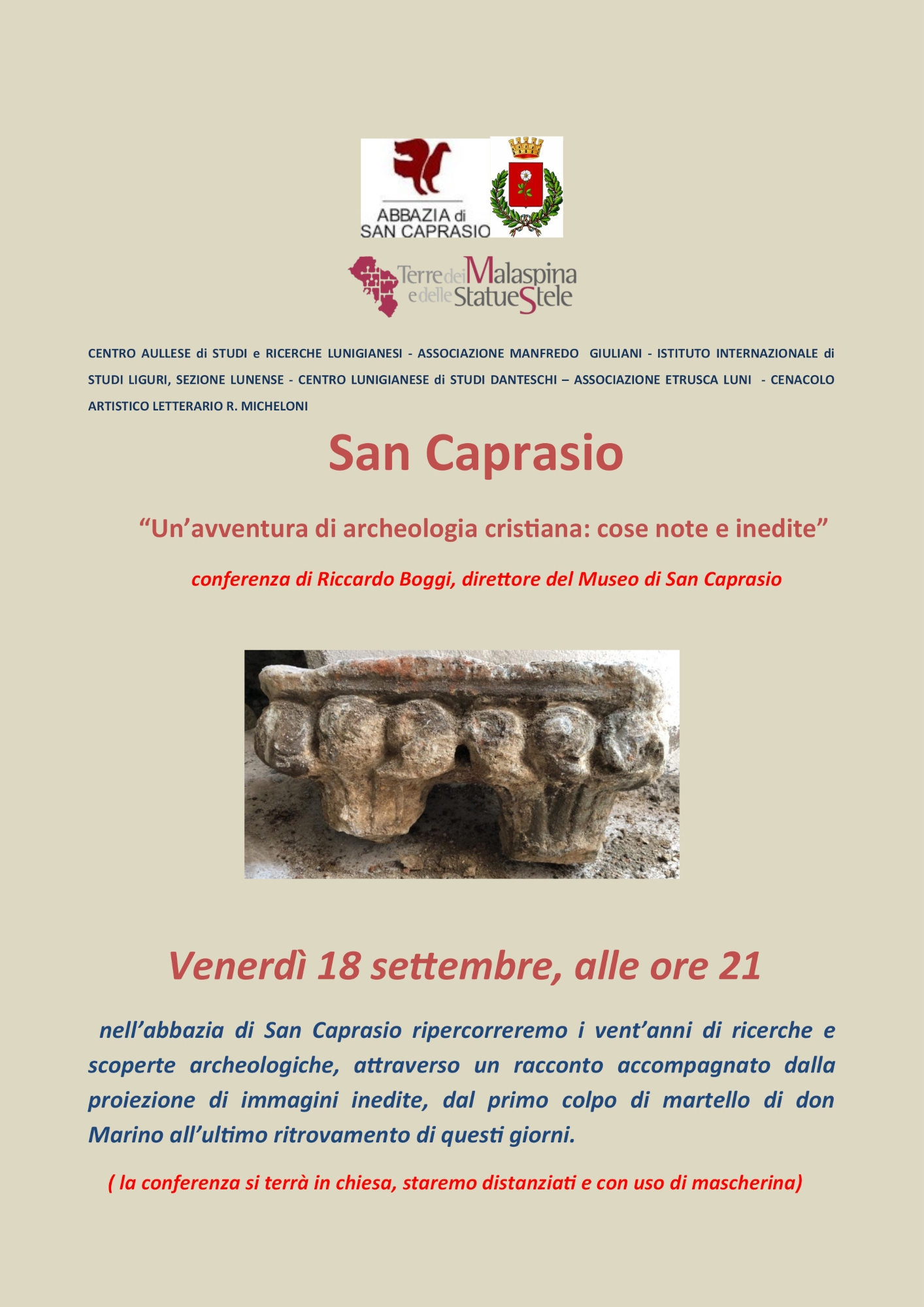 locandina confernza di Boggi del 18 settembre 2020